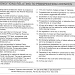 2015 Prospecting Licence conditions