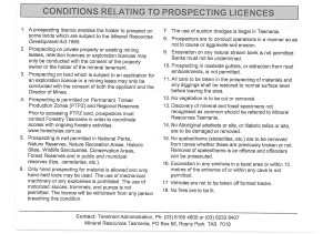 2015 Prospecting Licence conditions