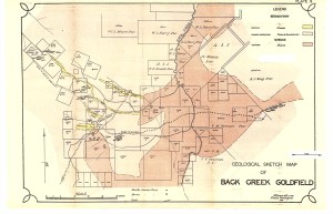 Map of Back Creek goldfield from Broadhurst 1935 (see below)